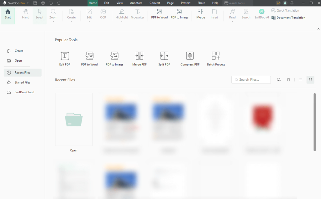 Main interface of SwifDoo PDF