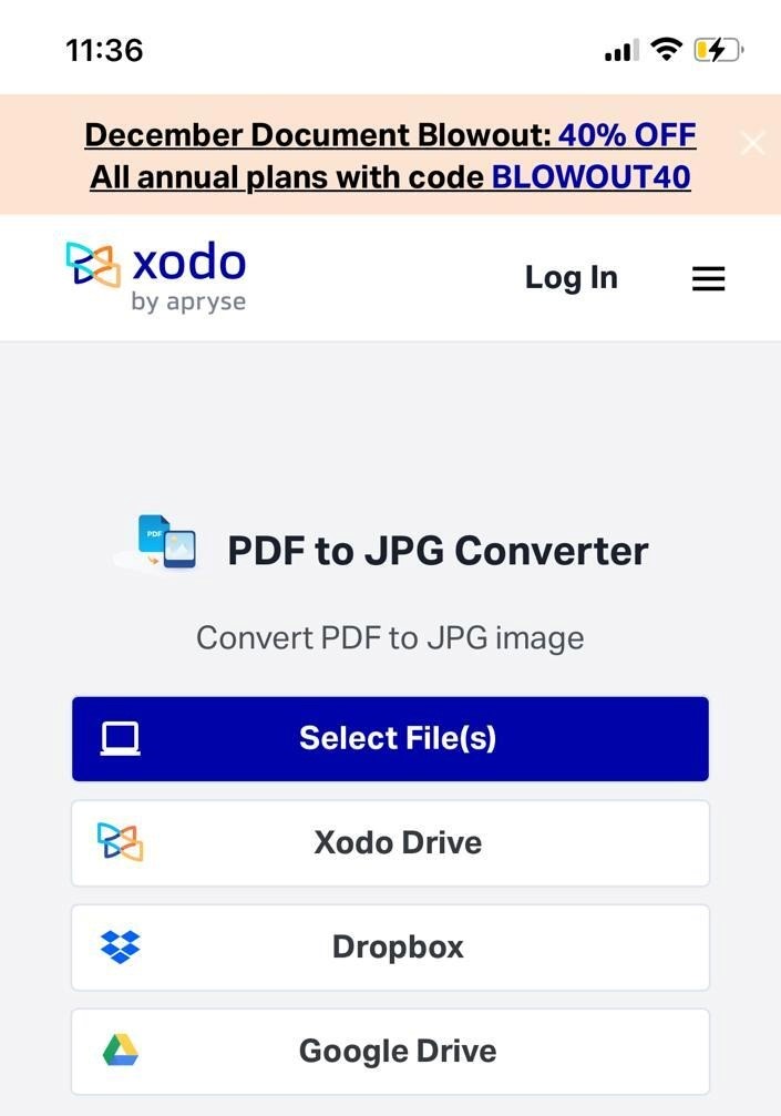 Access Xodo PDF to JPG converter on your phone