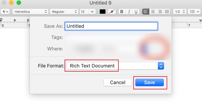 Select Rich Text Document option in Preview
