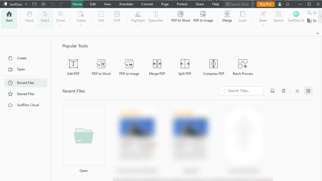 The main interface of SwifDoo PDF