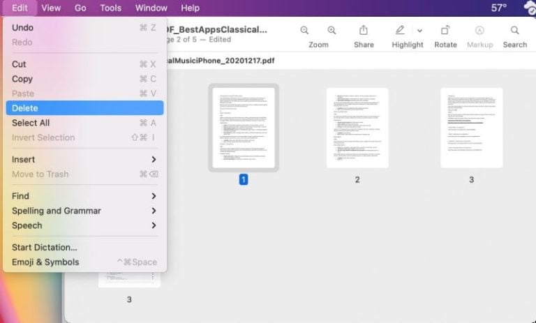 Delete Pages in Preview