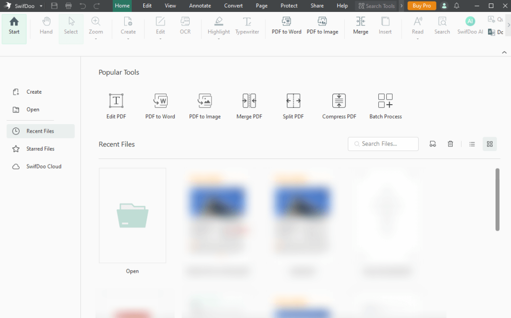 Alt=User interface of SwifDoo PDF