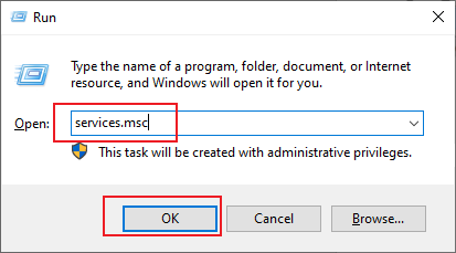 Type in services,msc in the Run dialog
