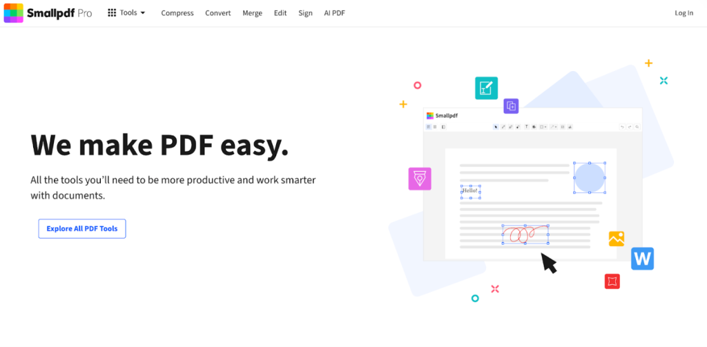 The interface of Smallpdf