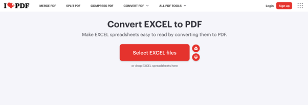 iLovePDF Excel to PDF