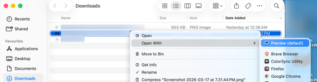 Right-click on the image and open it with Preview