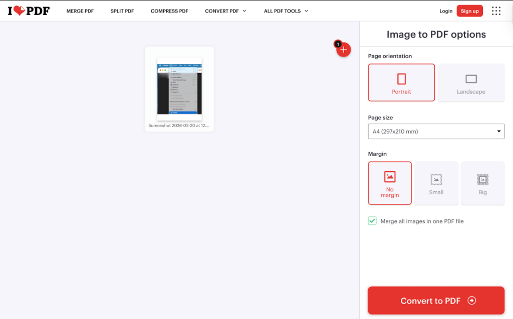 Customize the conversion settings in iLovePDF
