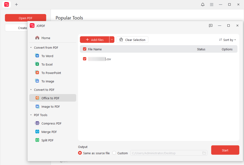 The convert interface of JOPDF