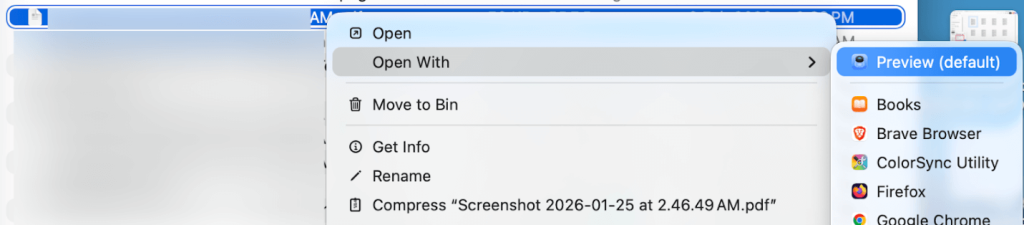 Click Open With and choose Preview