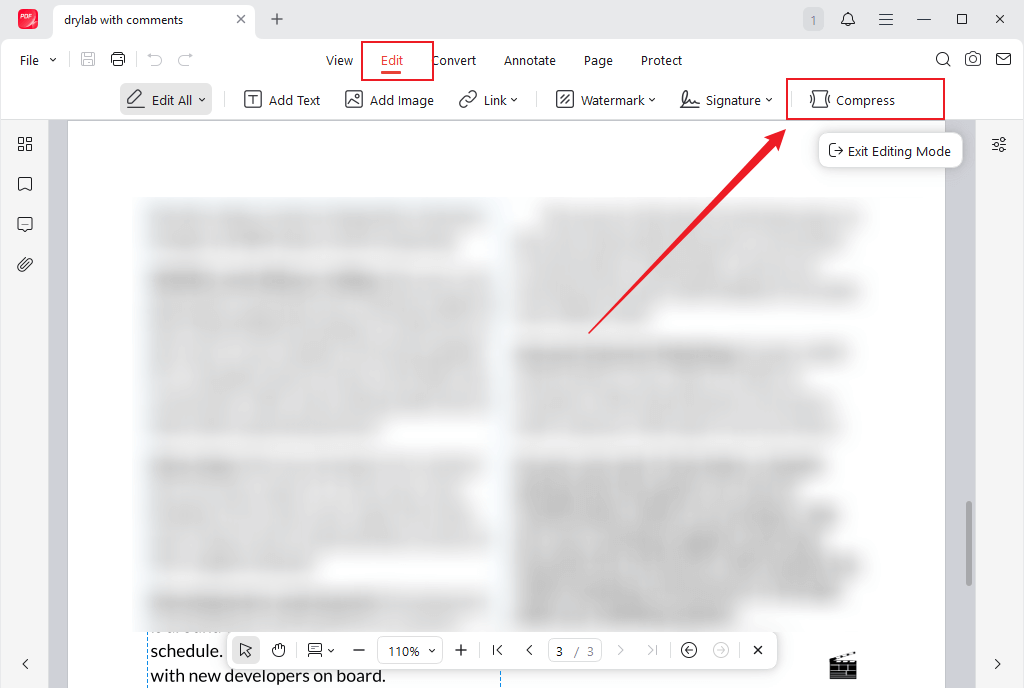 Go to Edit and click the Compress option in JOPDF