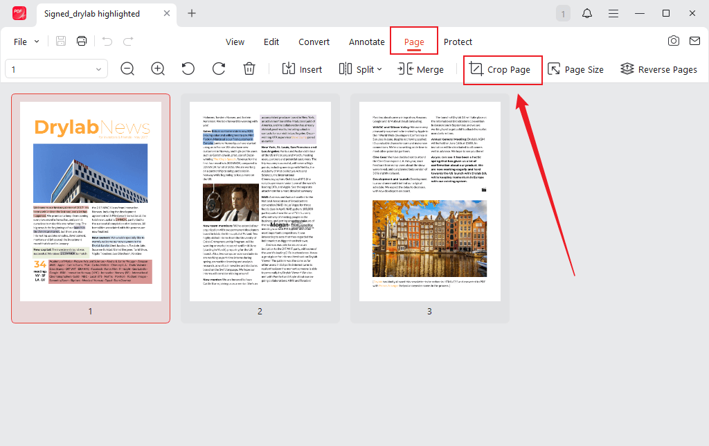 Go to Page and click the Crop Page option in JOPDF