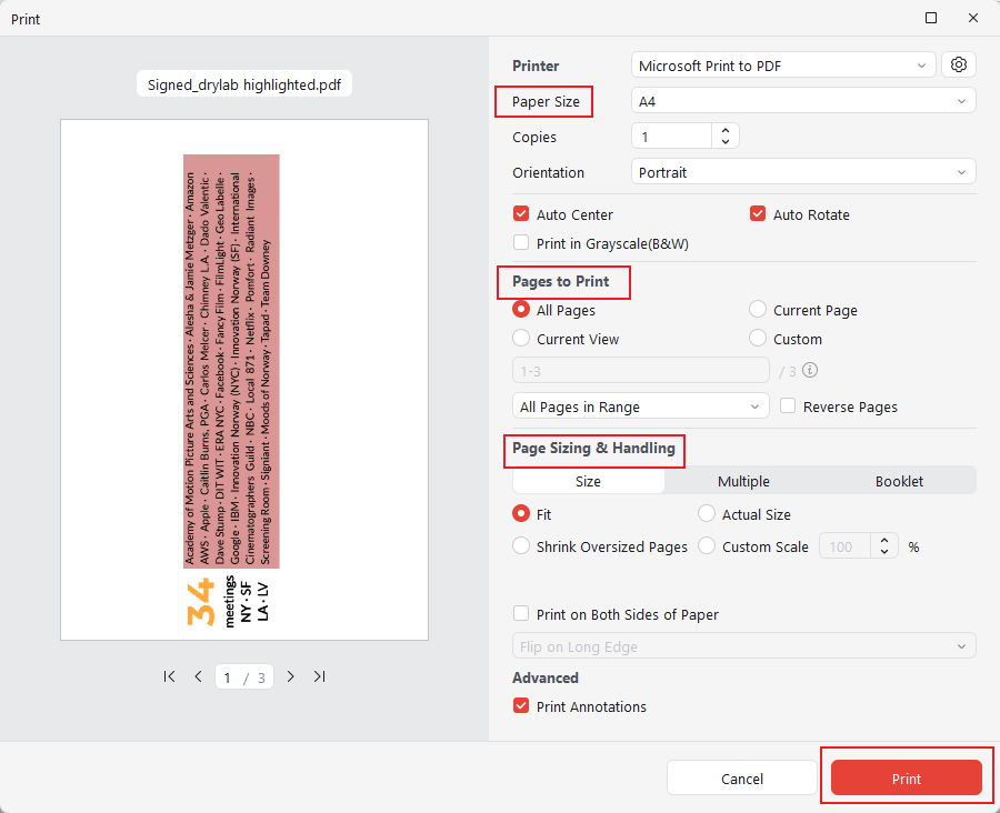 Customize the print settings in JOPDF