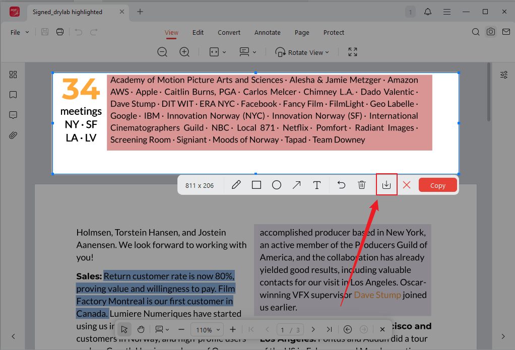 Click the download icon to save the screenshot in JOPDF