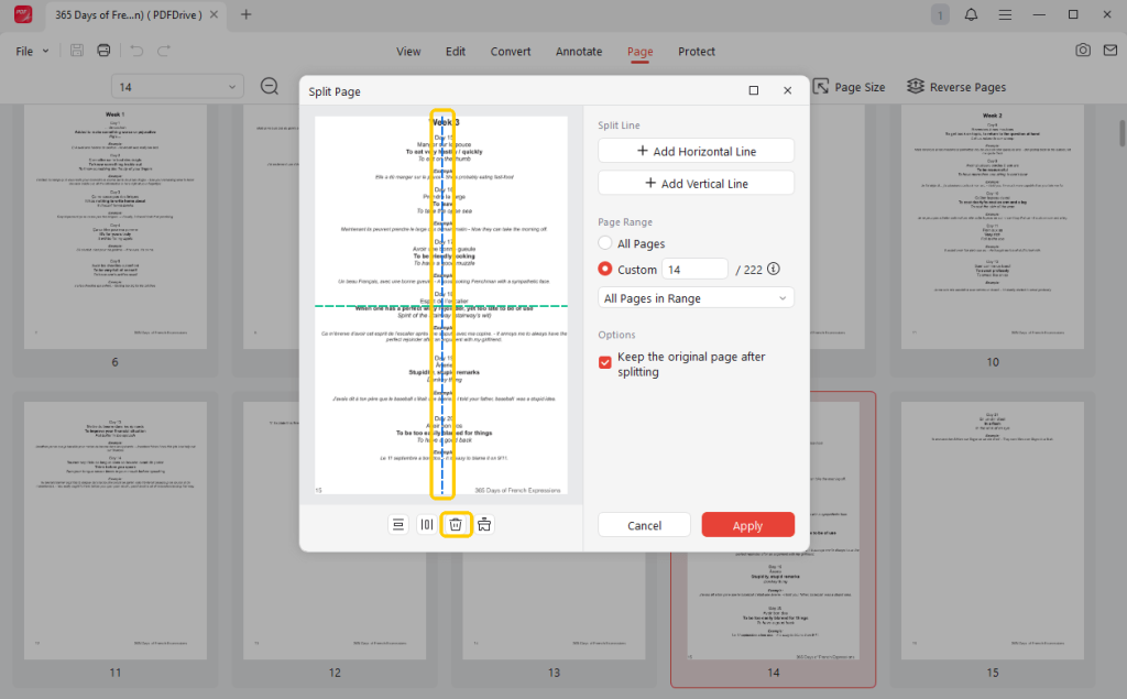 Delete Vertical Line