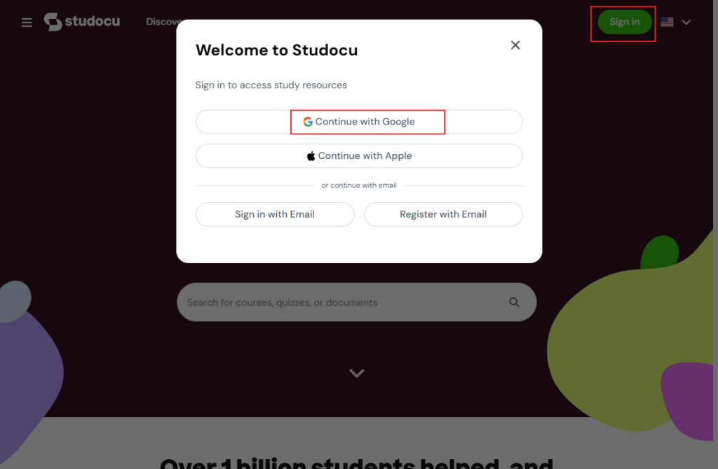 Click Sign in to sign in to Studocu