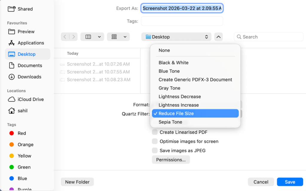 Compress a PDF in Preview for free
