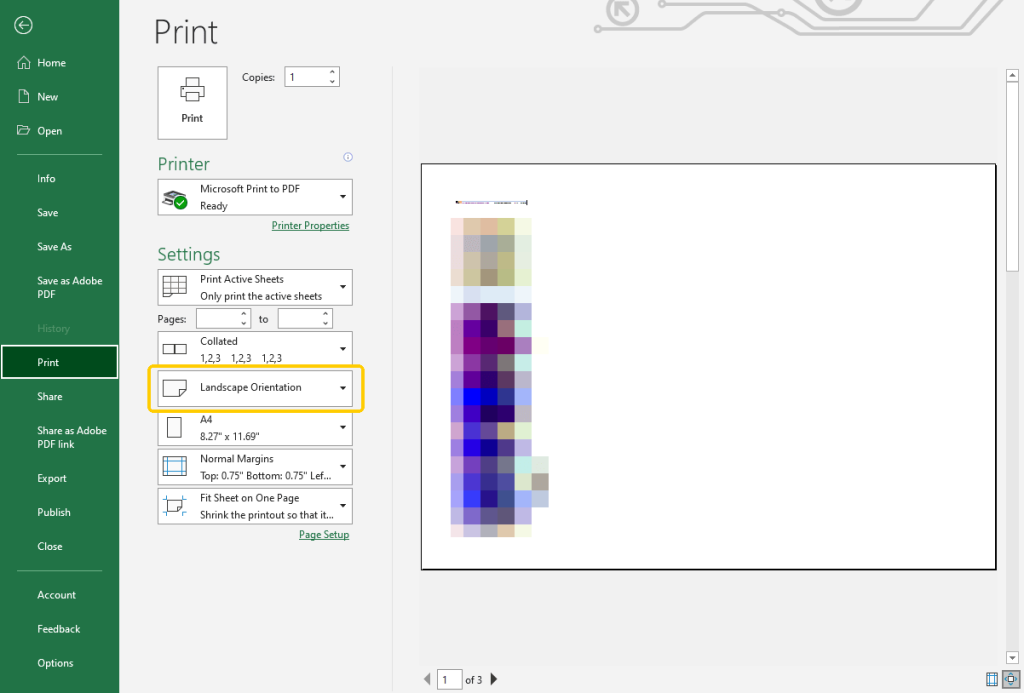 Excel Print in Landscape