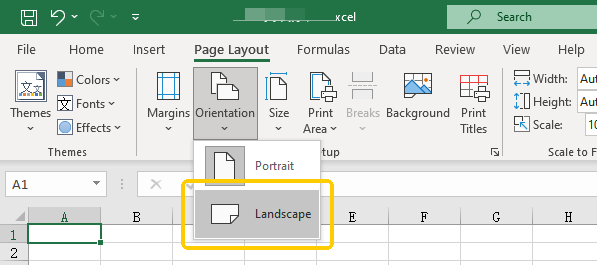 Excel Select Landscape