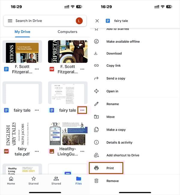 Google Drive App Print