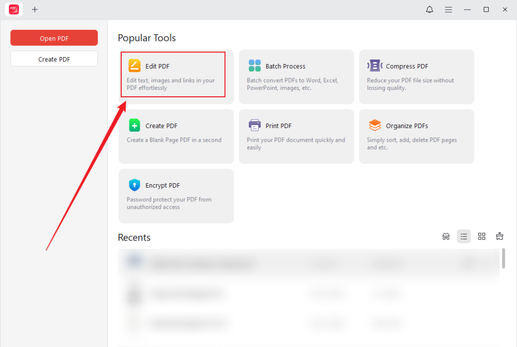 Click Edit PDF to import the target PDF to JOPDF
