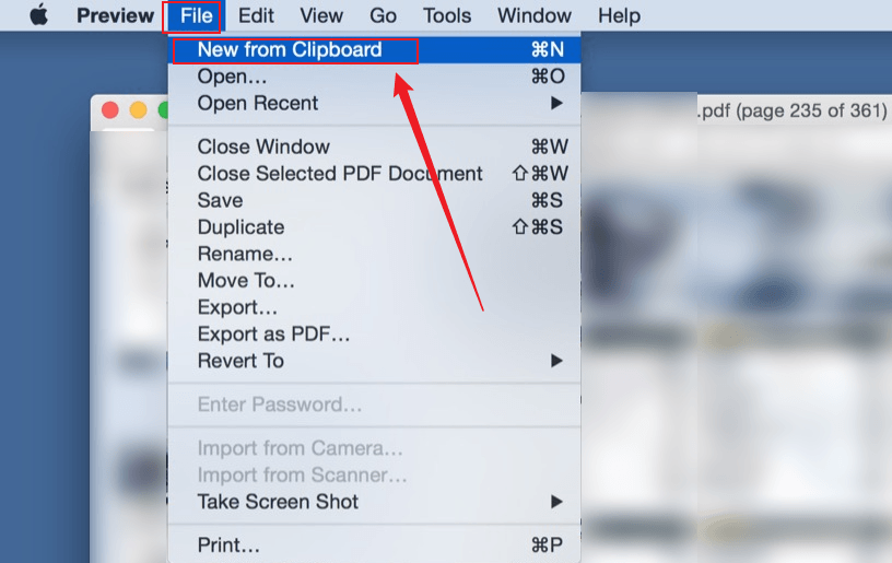 Click File and select New from Clipboard in Preview