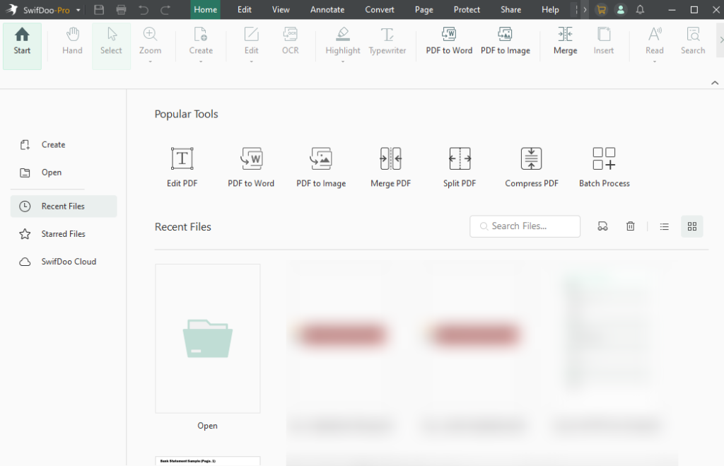 Main interface of SwifDoo PDF