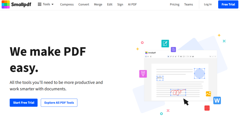 Main interface of Smallpdf