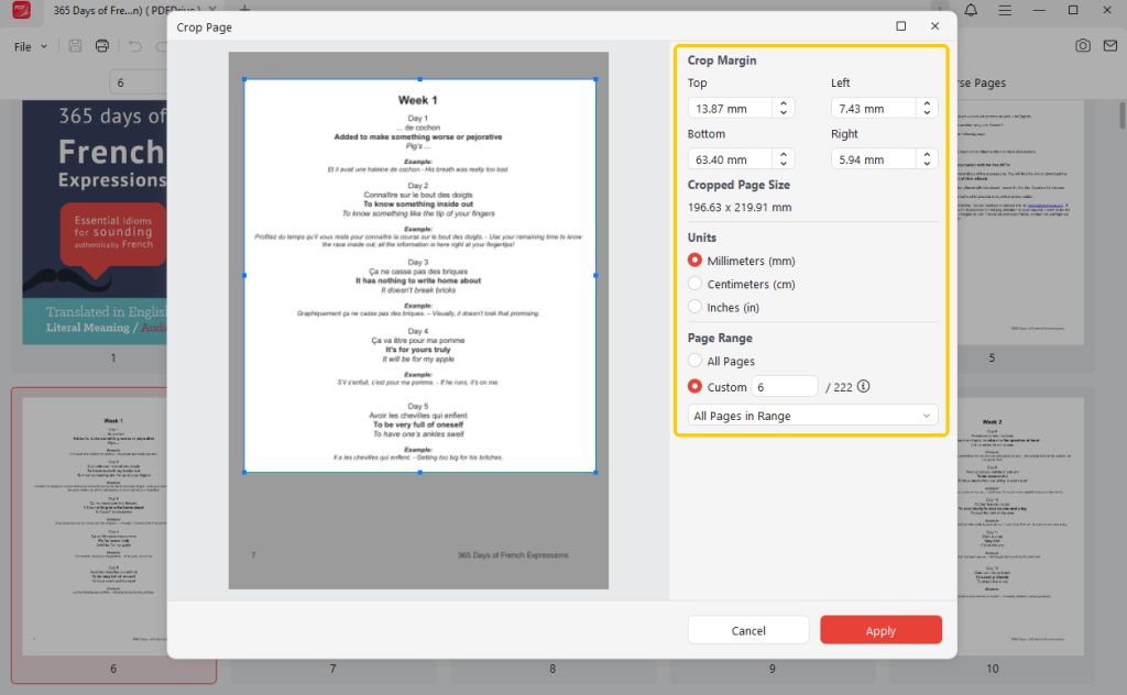 Adjust Crop Settings