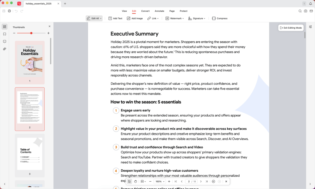 Choose to edit, annotate, or protect the PDF in JOPDF