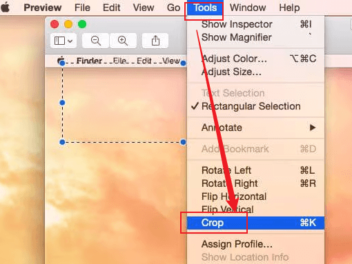 Click Tools and select Crop to crop the PDF in Preview