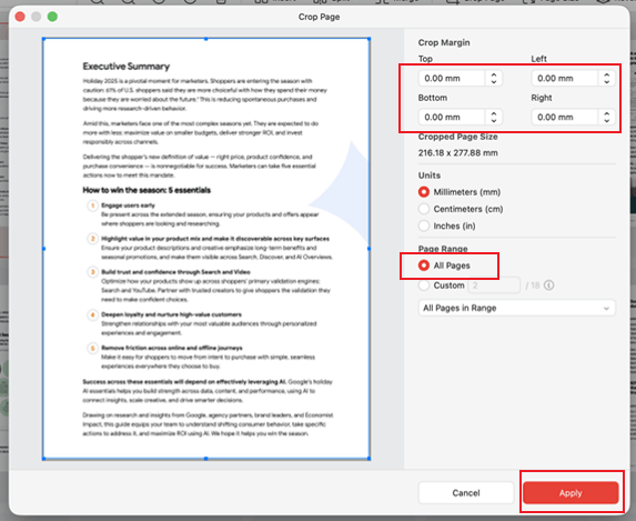 Crop the PDF page in JOPDF