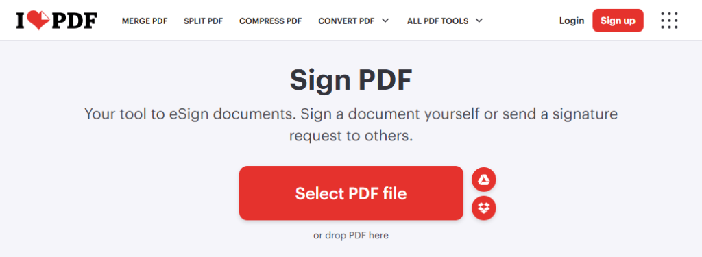 iLovePDF Sign PDF