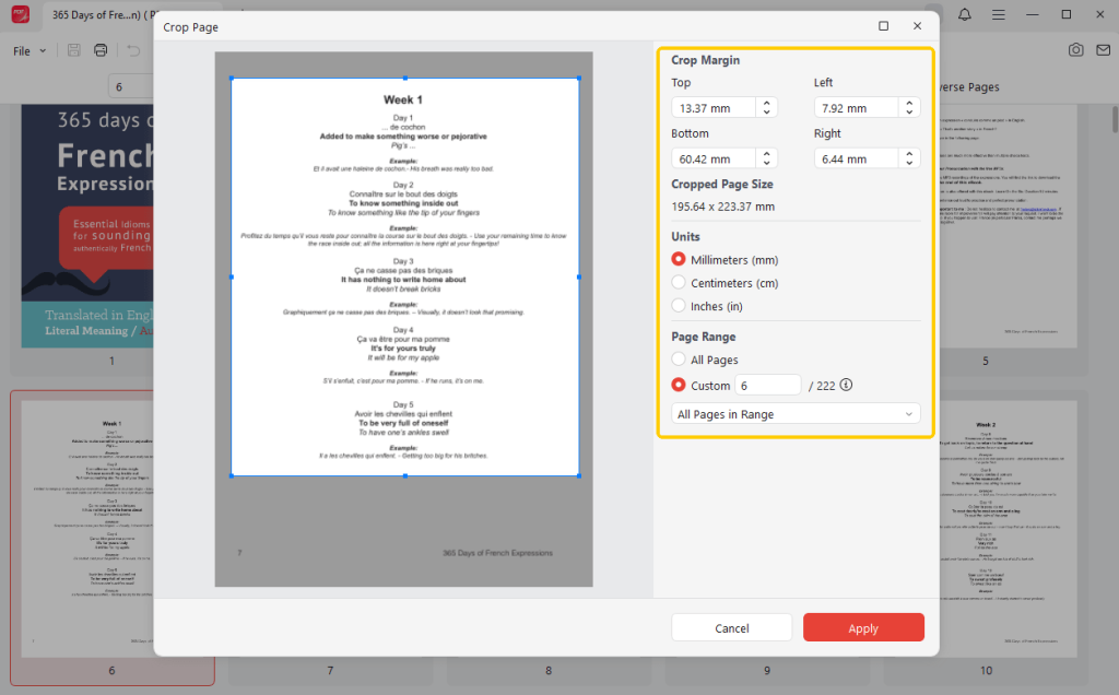 Crop Settings