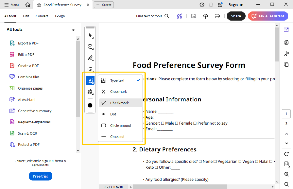 Fill in forms