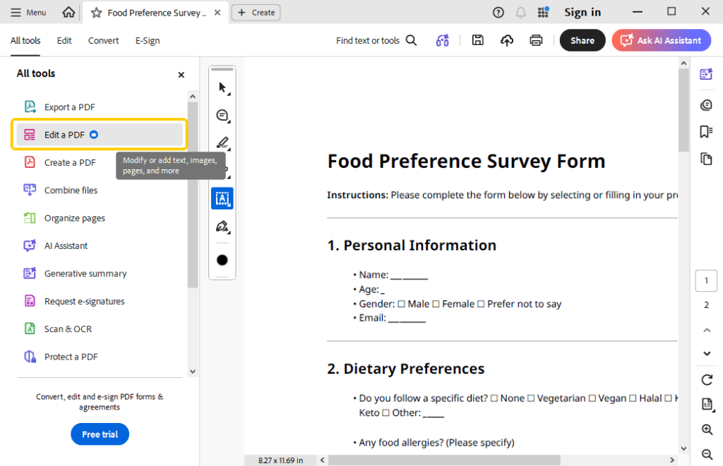 Edit a PDF