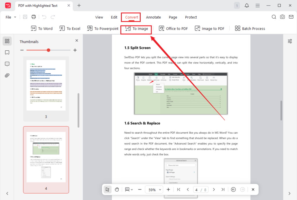 Click Convert and select To Images in Preview