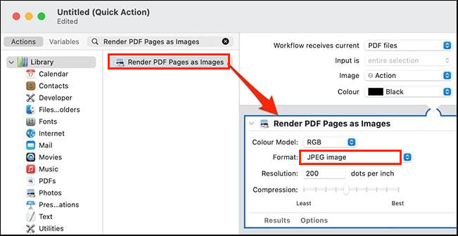 Convert PDFs to JPGs in Automator