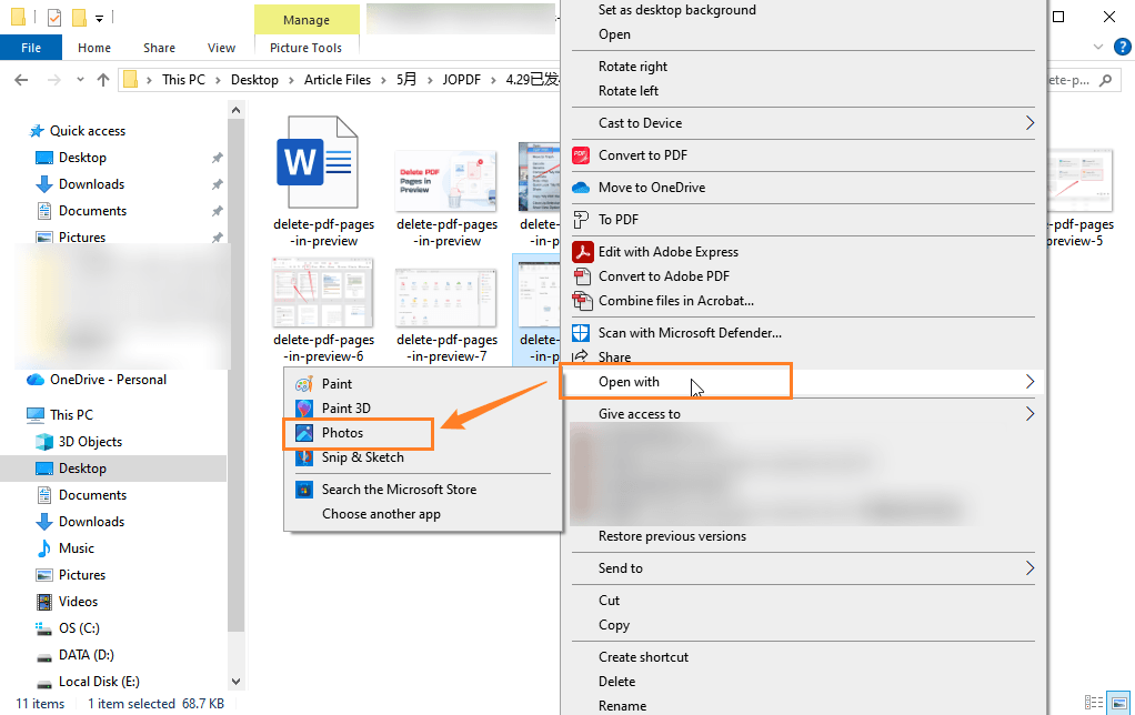 Right-click screenshot and open it with Photos on Windows