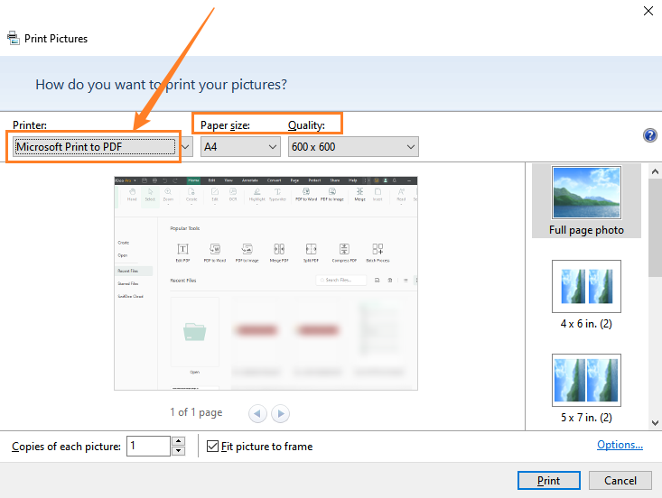 Set Printer as Microsoft Print to PDF on Windows