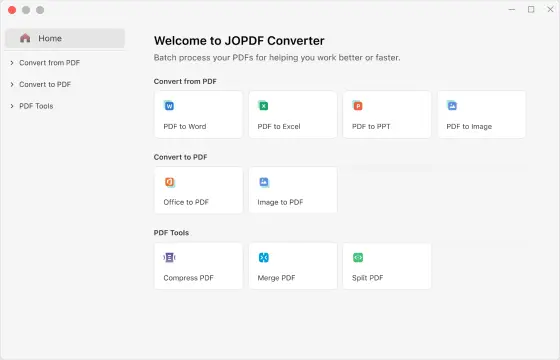 The interface of JOPDF for Mac