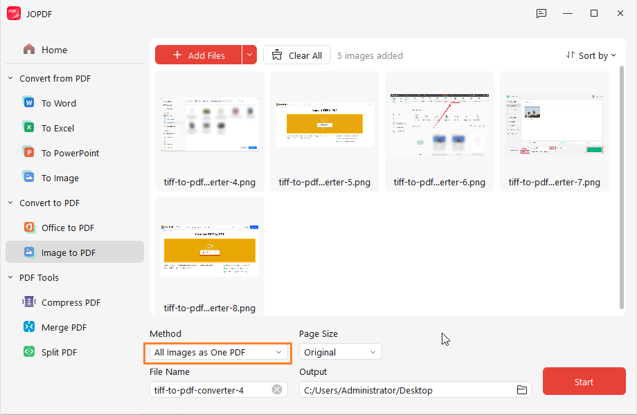 Set Method as All Images as One PDF in JOPDF
