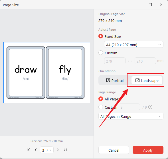 Change the page orientation to Landscape in JOPDF