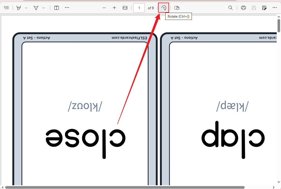 Click the rotate icon to rotate it in the browser