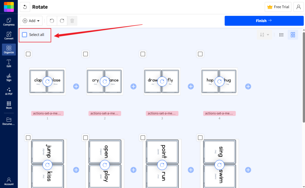 Click the Select all checkbox in Smallpdf