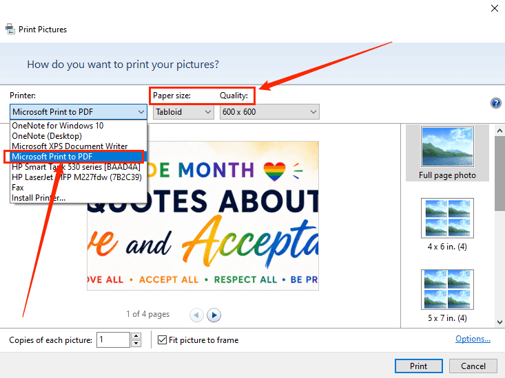Set Printer as Microsoft Print to PDF on Windows