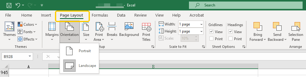 Excel Page Layout