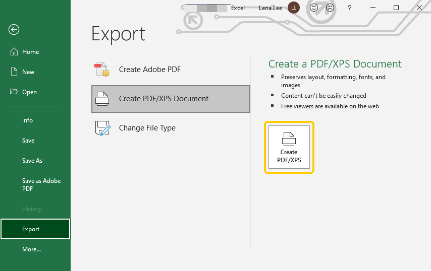 Excel Export as PDF
