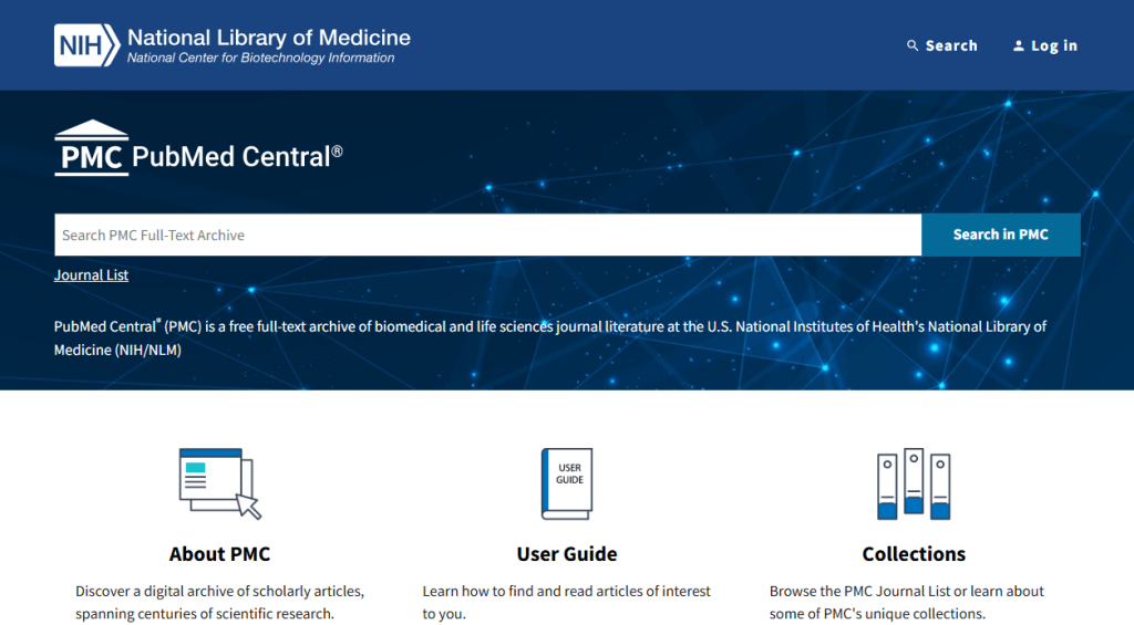 Interface of PubMed Central