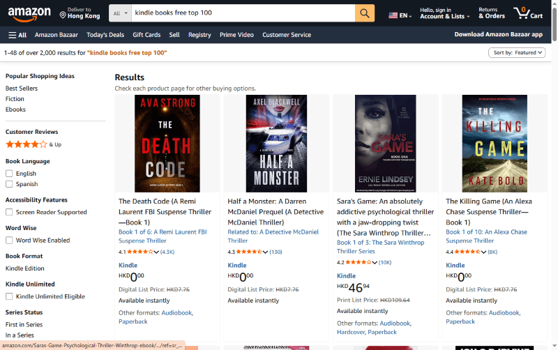 Amazon Kindle Store Free Top 100