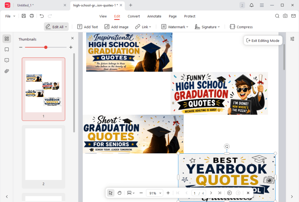 Edit and rearrange the images before printing in JOPDF